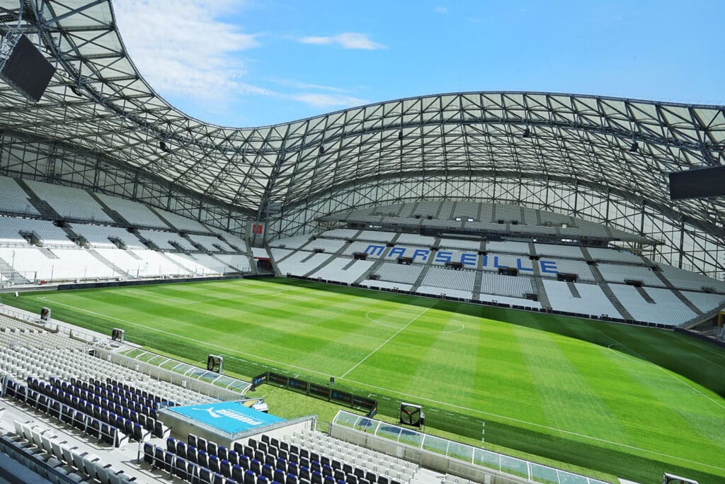 Le stade vélodrome de Marseille vu depuis les gradins